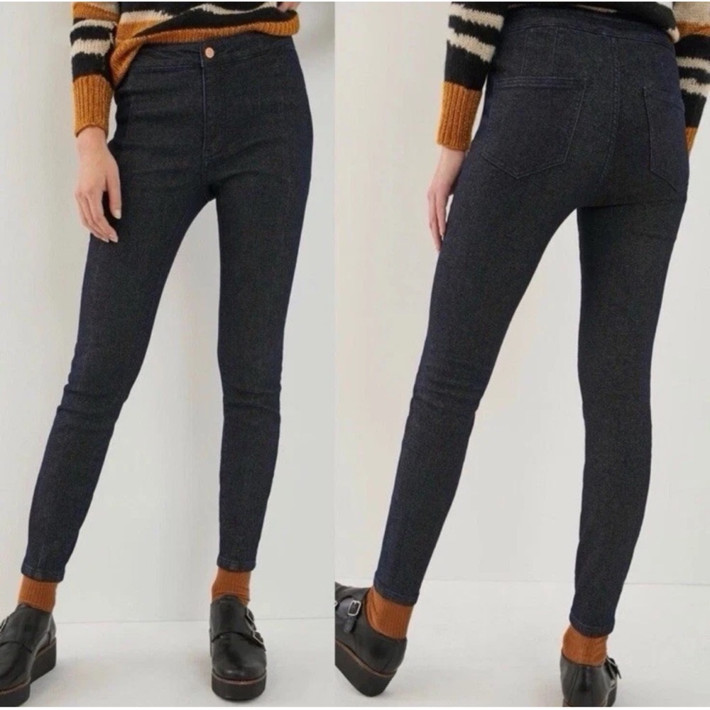 Anthropologie Pilcro Letterpress Dark Denim Gold Shimmer High Rise Sz 27 NWT